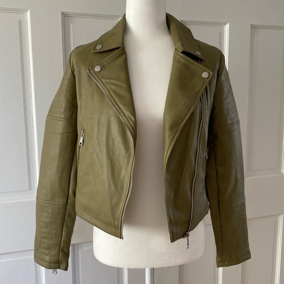 NWT Bagatelle NYC Womens XSmall Army Green Faux Leather Jacket - Picture 2 of 5